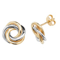 Interlocking Stud Earrings 9ct Multi Tone Gold 375 Hallmarked Brand New Boxed