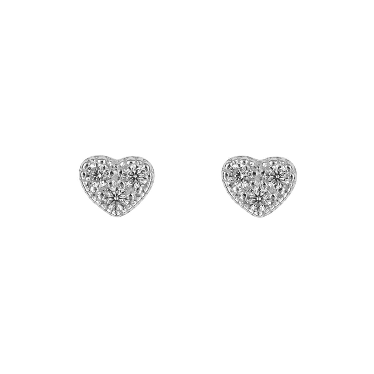 Zircon Heart Stud Earrings Sterling Silver 925 Hallmarked Brand New Boxed