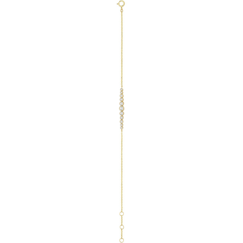 Ladies Graduated Bezel Bracelet 9ct Yellow Gold 375 Hallmarked British Made
