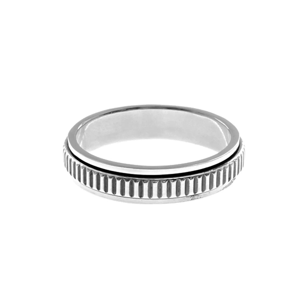 Ridged Spinner Ring Sterling Silver 925 Hallmarked British Made Size J - T