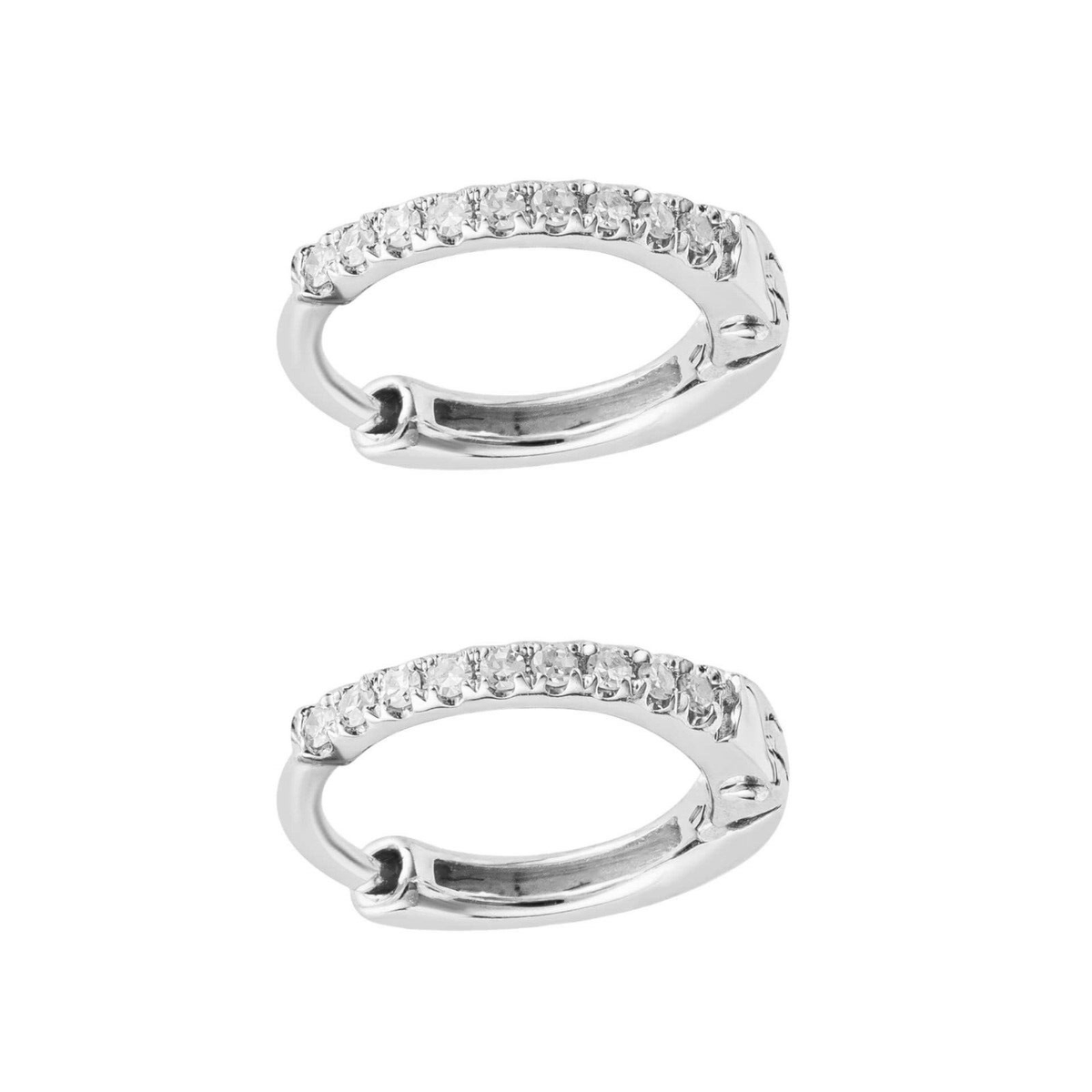 Pave Diamond Hoop Earrings 9ct White Gold 375 Hallmarked British Made