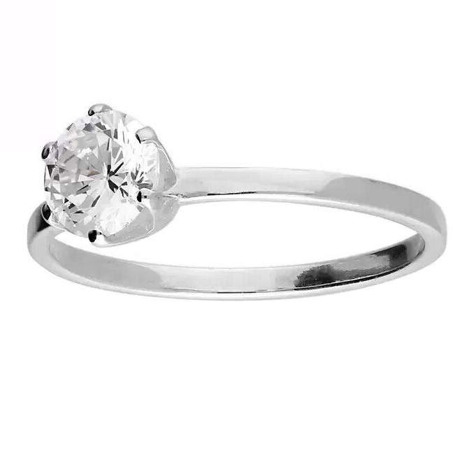 Zircon Solitaire Ring Sterling Silver 925 Hallmarked British Made Size L - R