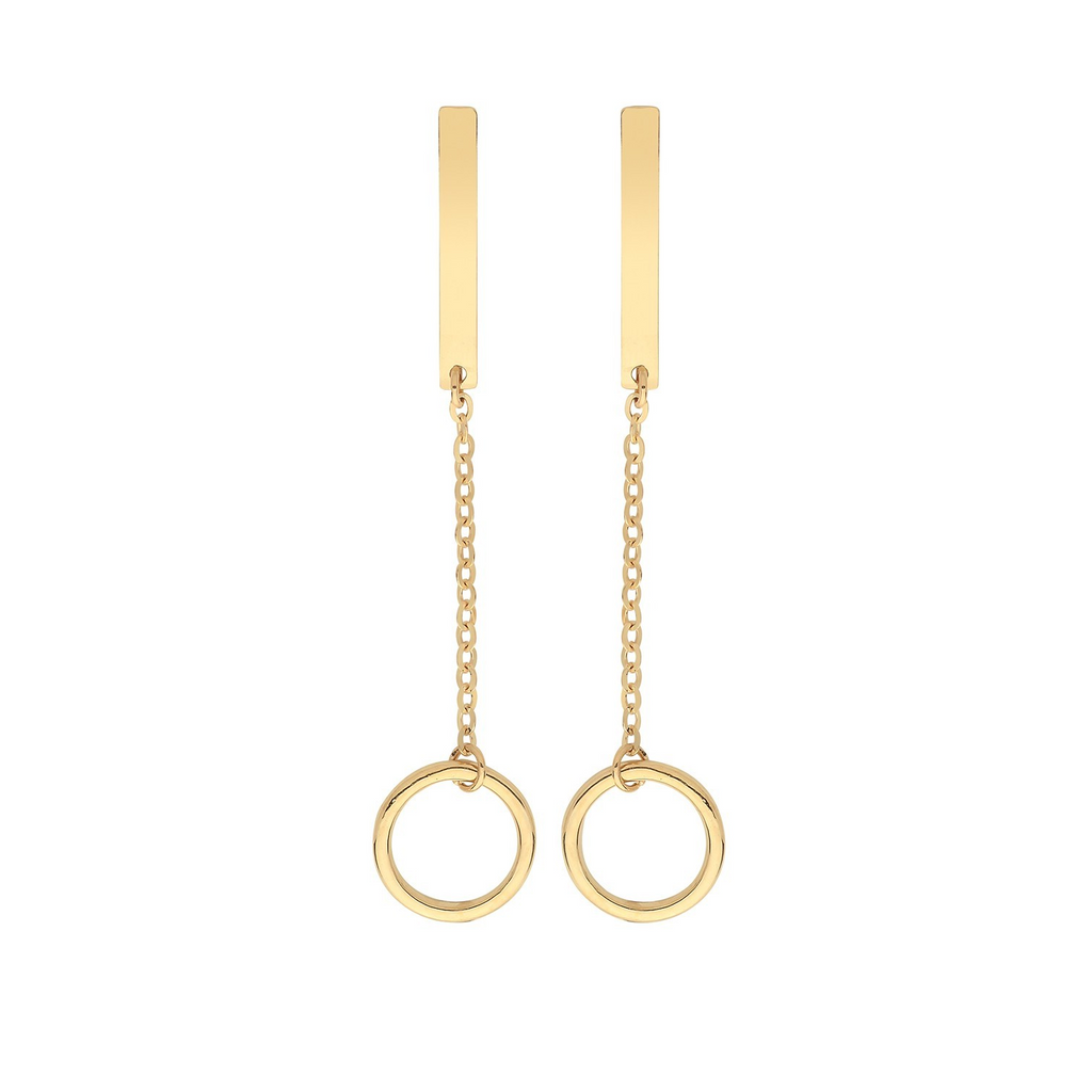 Bar And Loop Chain Drop Earrings 9ct Yellow Gold 375 Hallmarked Brand New Boxed