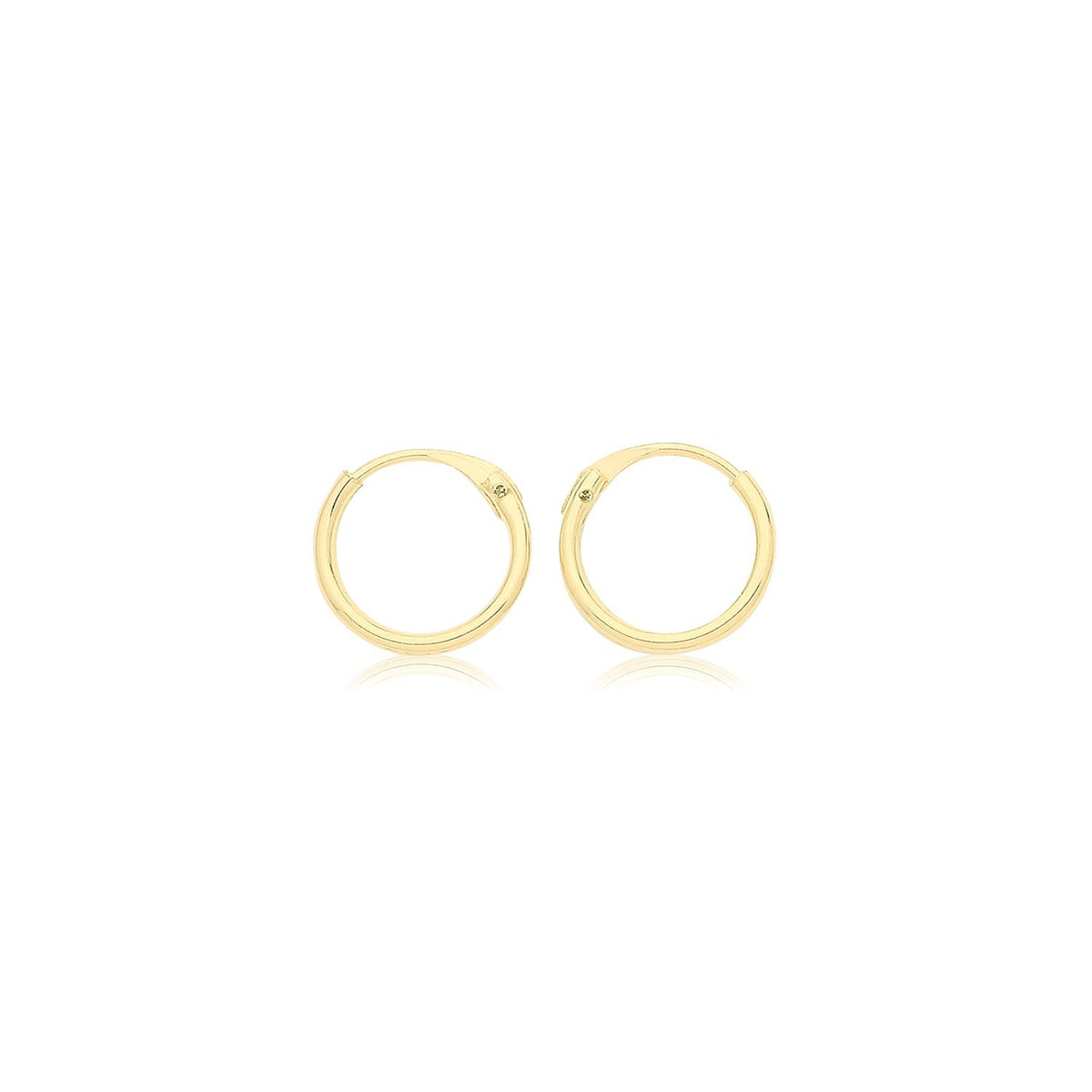 9ct Yellow Gold Sleeper Hoop Earrings 375 Hallmarked 6mm - 10mm Diameter