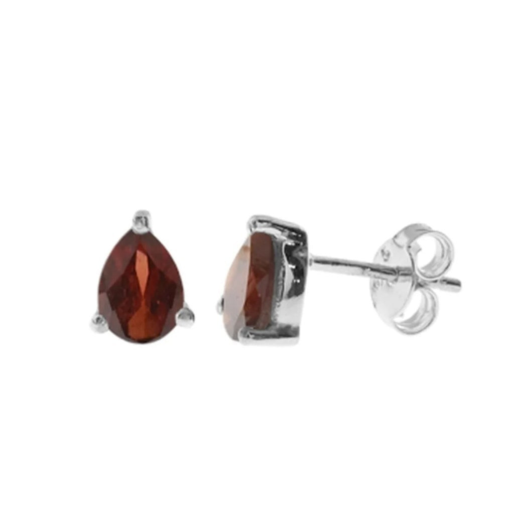 Natural Garnet Teardrop Earrings Sterling Silver 925 Hallmark Brand New Boxed
