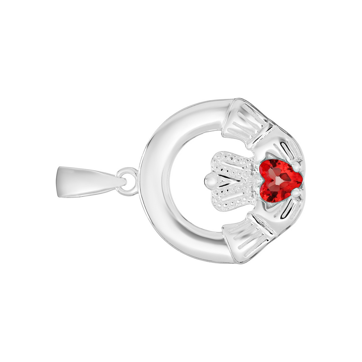 Garnet Claddagh Pendant Sterling Silver 925 Hallmarked All Chain Lengths