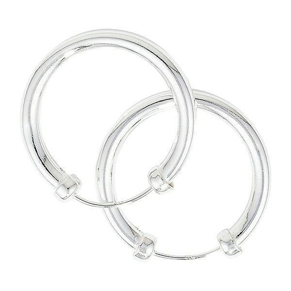 Sterling Silver Hoop Earrings 23mm Hoop With Cap 925 Hallmarked British Made