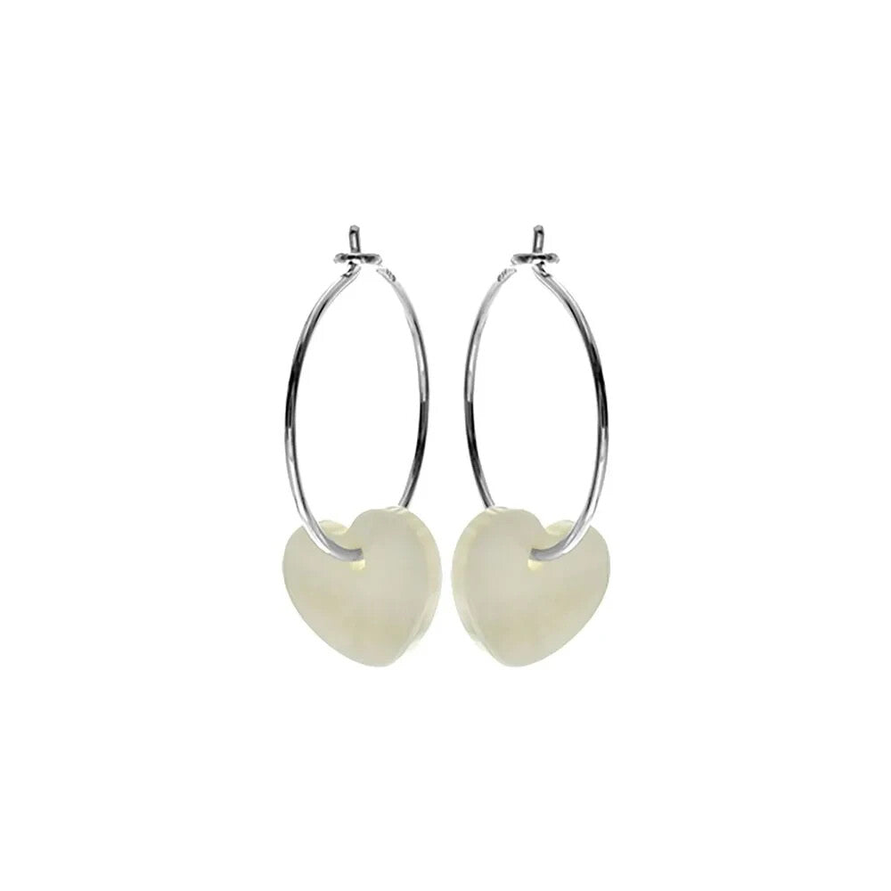 Heart Pearl Hoop Earrings Sterling Silver 925 Hallmarked Brand New Boxed