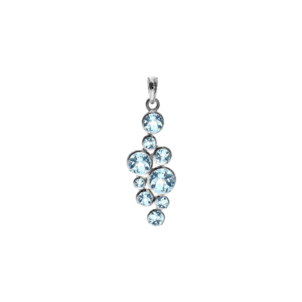 Blue Topaz Bubble Drop Pendant Sterling Silver 925 Hallmark All Chain Lengths