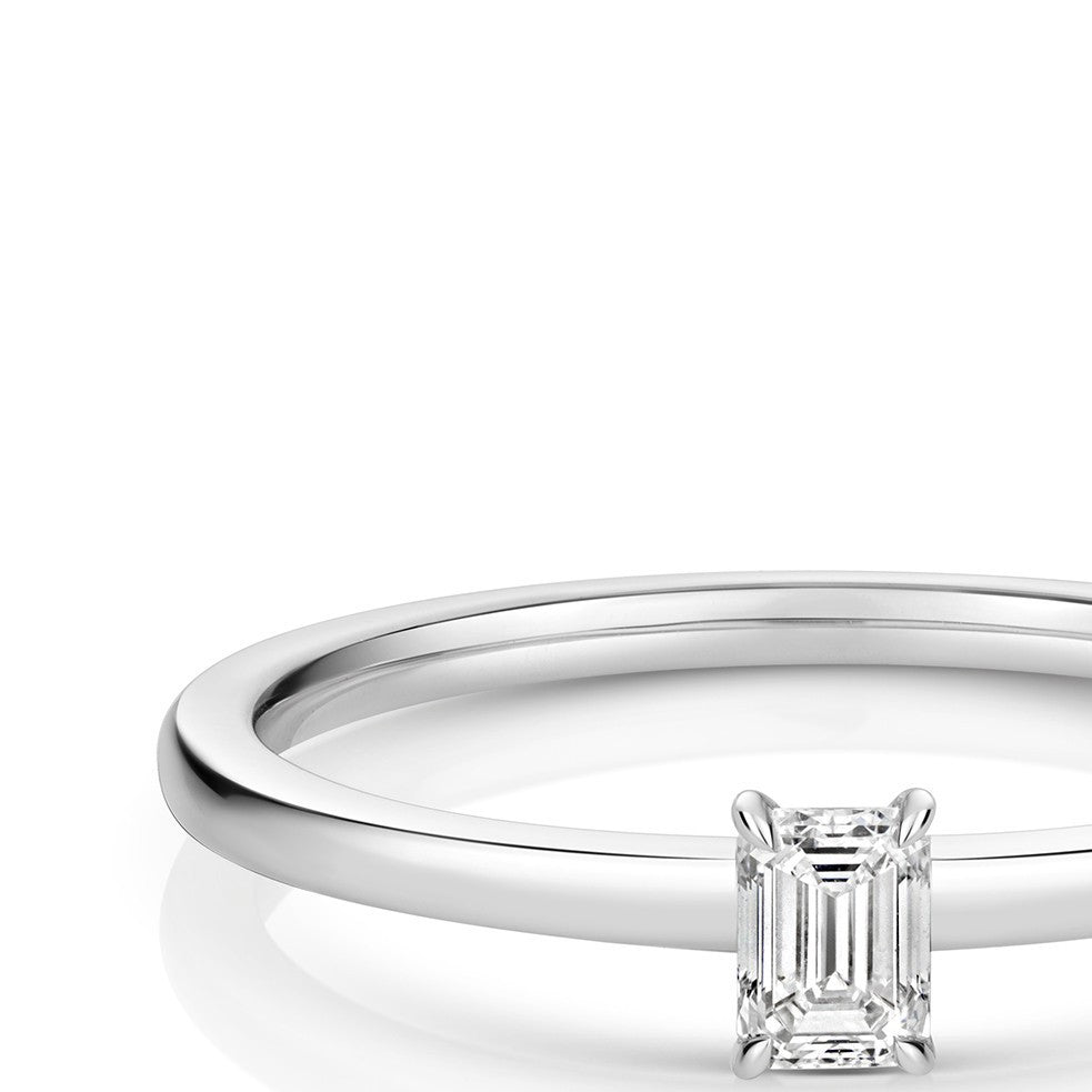 1 Natural Diamond Baguette Solitaire Ring 18ct White Gold Hallmarked Sizes K - N
