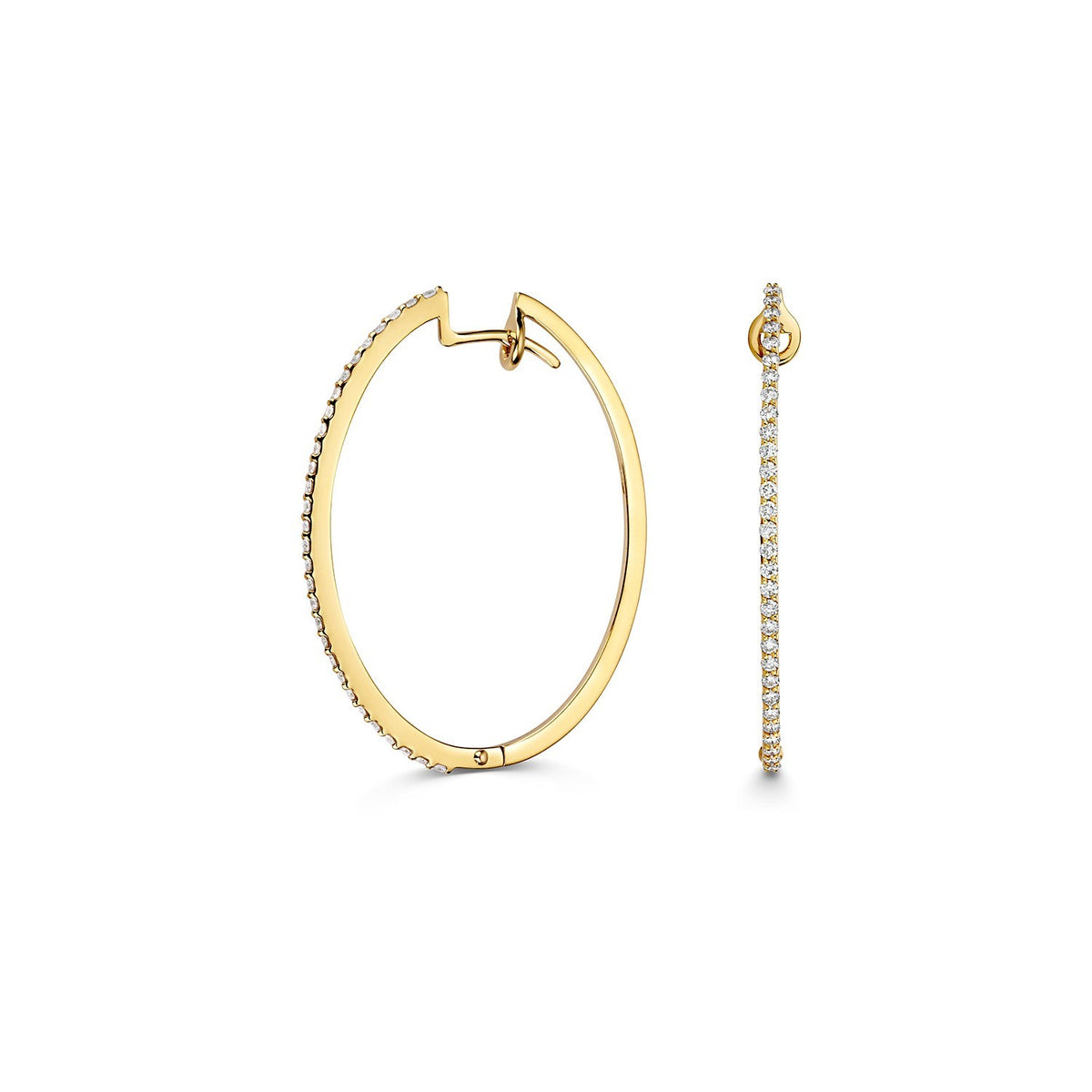 32mm Natural Diamond Hoop Earrings 18ct Yellow Gold Hallmarked British Made