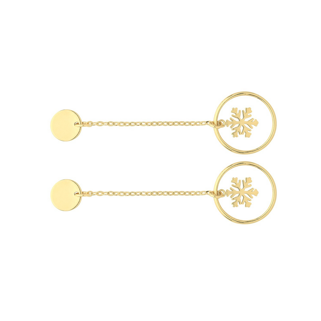 Snowflake Chain Drop Earrings 9ct Yellow Gold 375 Hallmarked Brand New Boxed