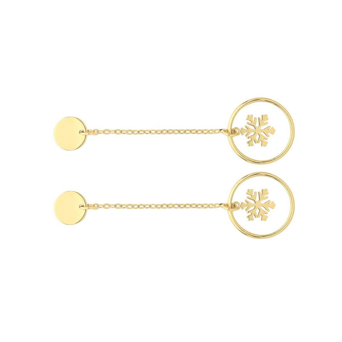 Snowflake Chain Drop Earrings 9ct Yellow Gold 375 Hallmarked Brand New Boxed