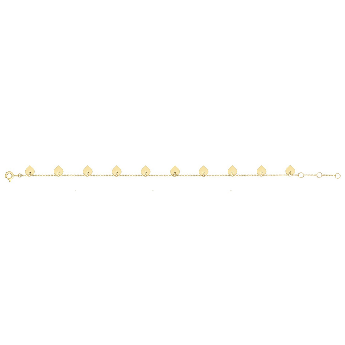 Heart Station Bracelet 9ct Yellow Gold 375 Hallmarked British Made