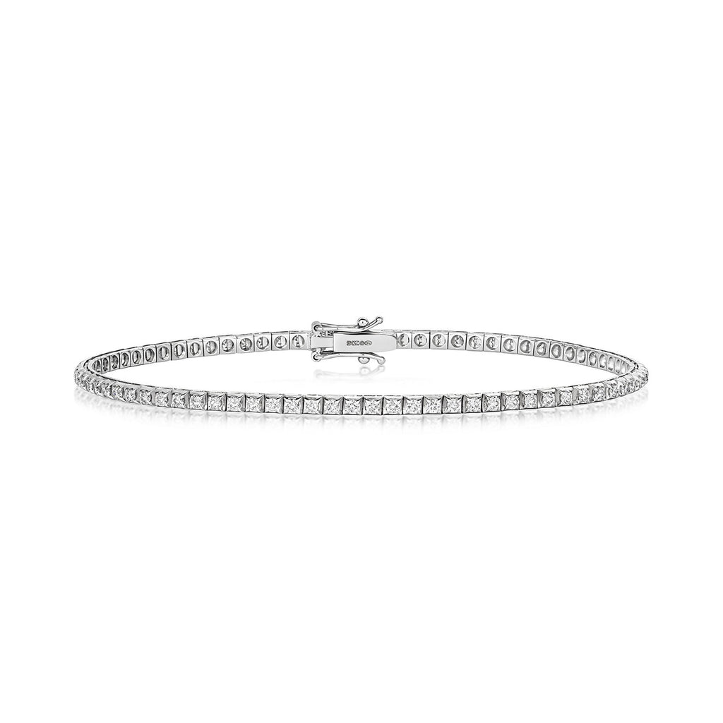 Natural Diamond 18ct White Gold Tennis Bracelet 375 Hallmarked British Made