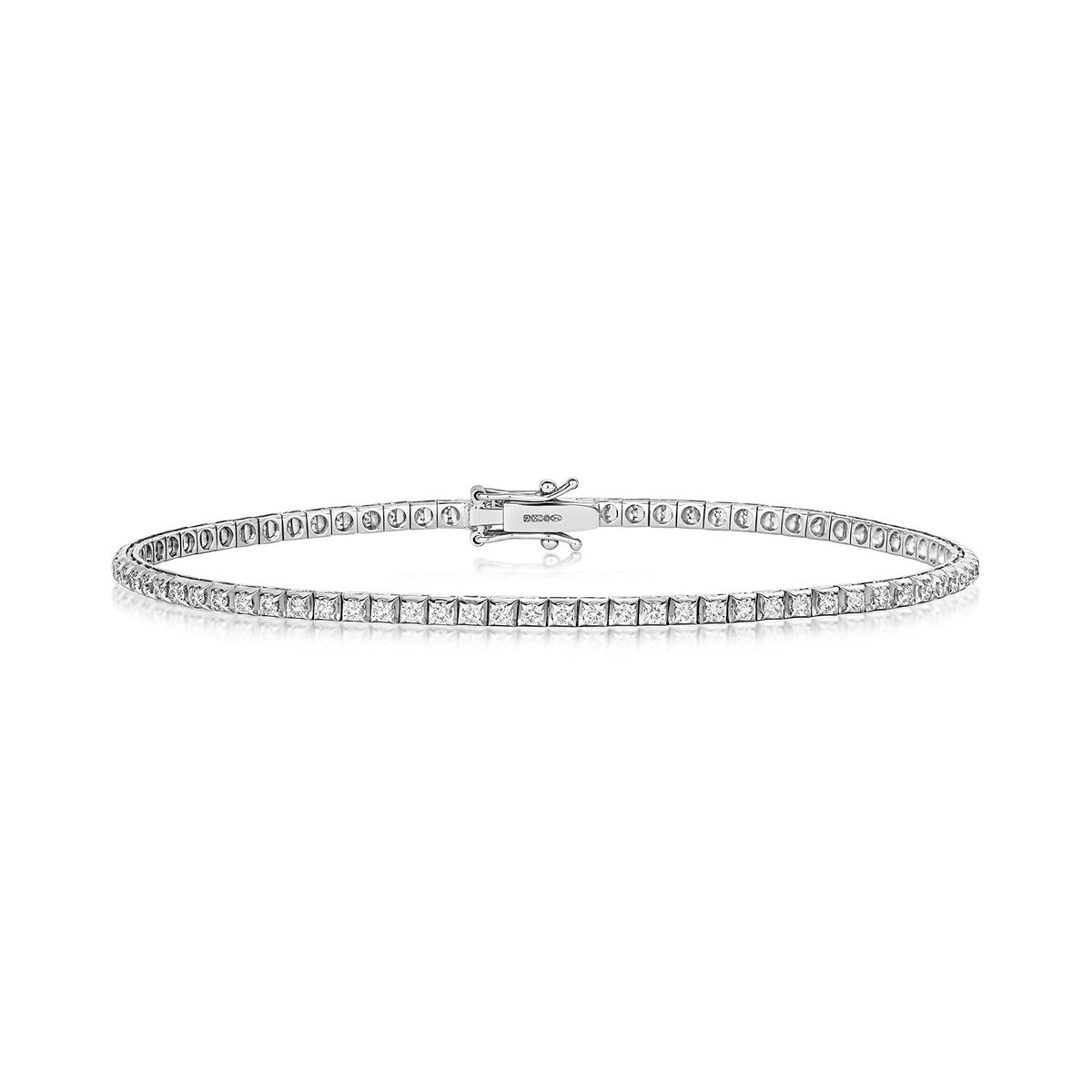 Natural Diamond 18ct White Gold Tennis Bracelet 375 Hallmarked British Made