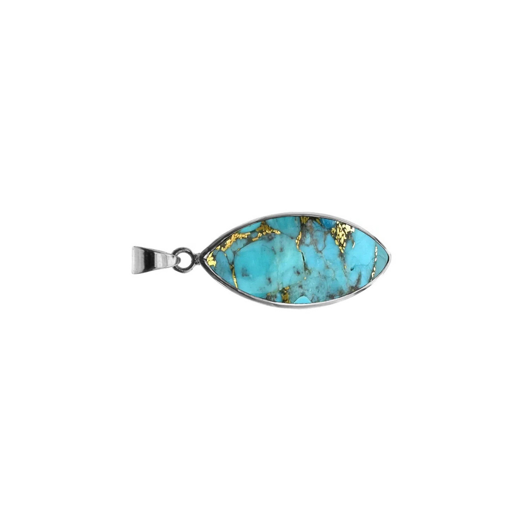 Marquise Turquoise Pendant Sterling Silver 925 Hallmarked All Chain Lengths