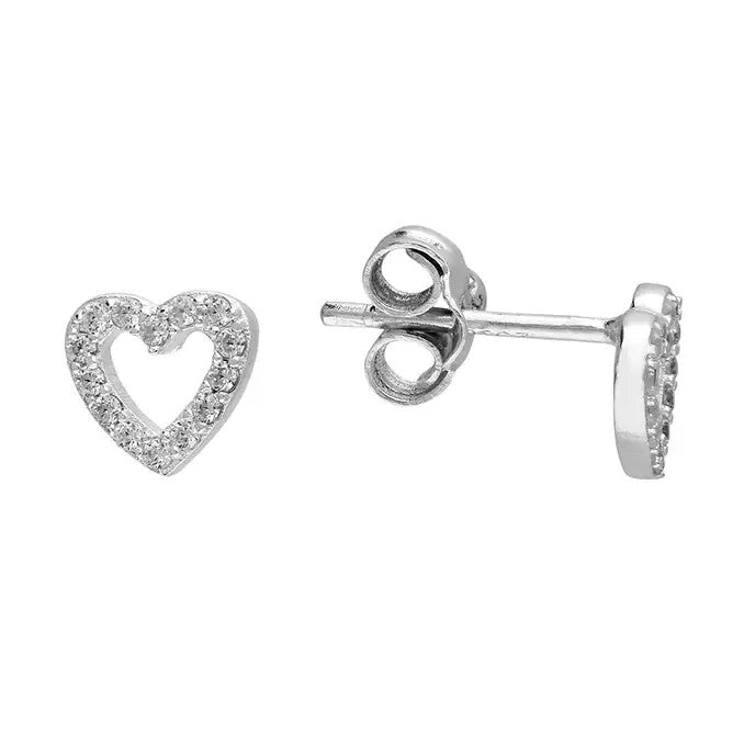 Heart Stud Earrings Sterling Silver 925 Hallmarked British Made Brand New Boxed