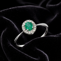 Real Emerald And Diamond Ring 9ct Gold 375 Hallmarked L - Q British Made