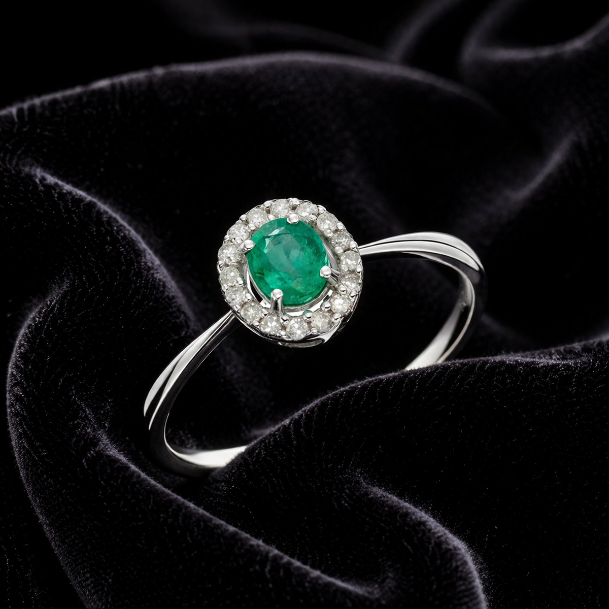 Real Emerald And Diamond Ring 9ct Gold 375 Hallmarked L - Q British Made