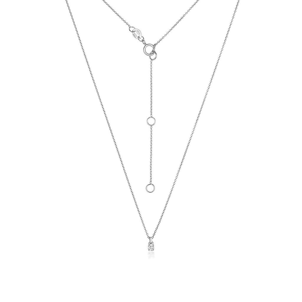1 Natural Diamond 4 Claw Necklace 18ct White Gold Hallmarked British Made