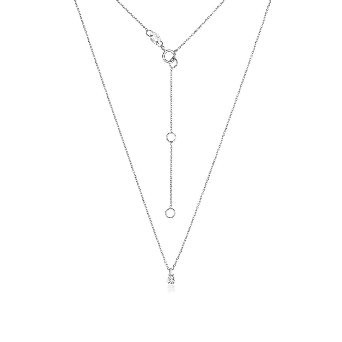 1 Natural Diamond 4 Claw Necklace 18ct White Gold Hallmarked British Made