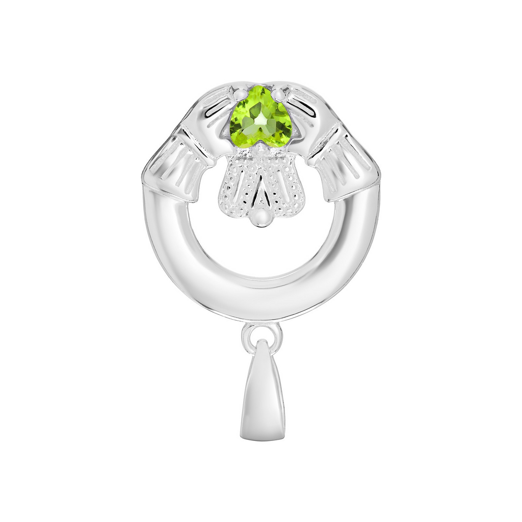 Peridot Claddagh Pendant Sterling Silver 925 Hallmarked All Chain Lengths