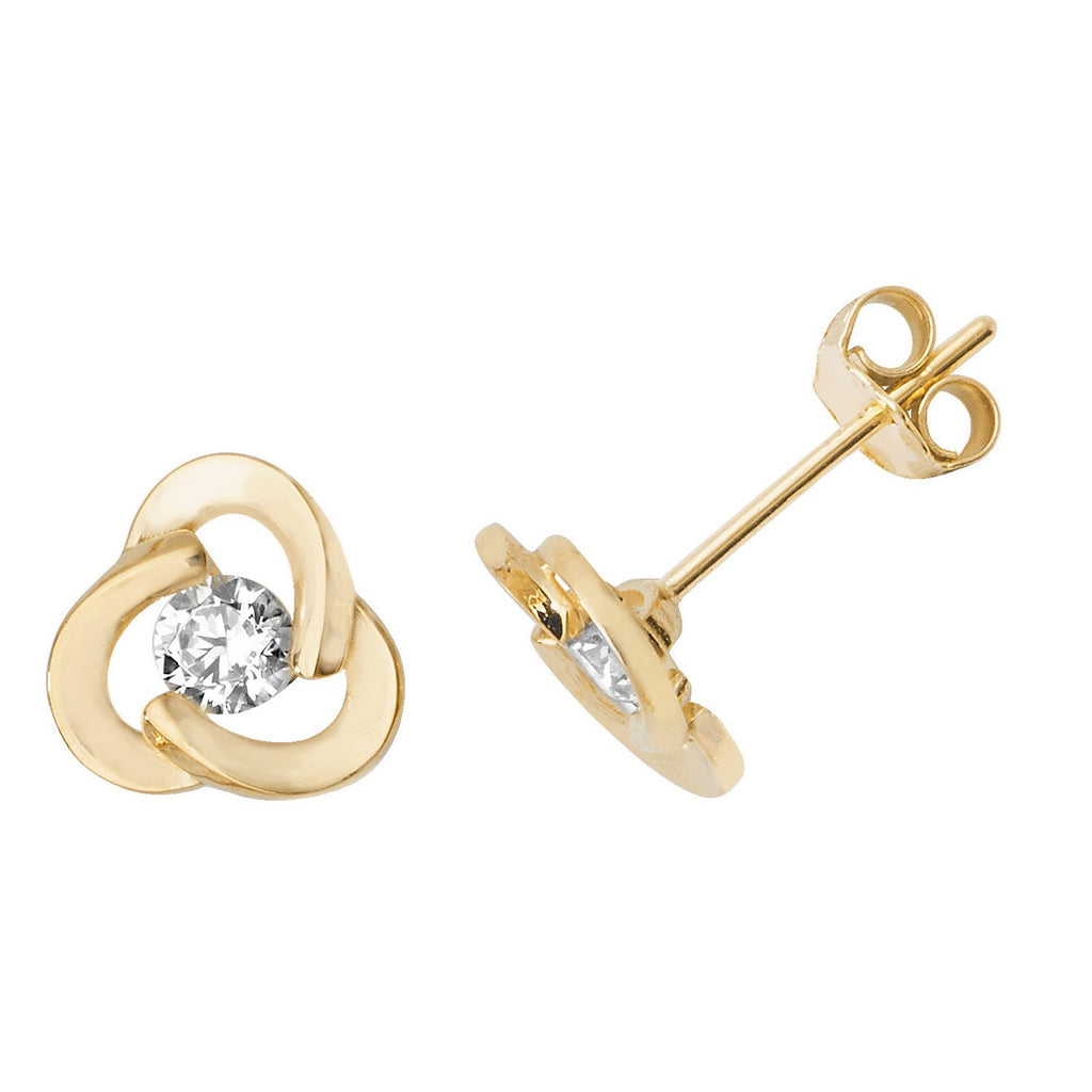 Flush Infinity Stud Earrings 9ct Yellow Gold 375 Hallmarked Brand New Boxed