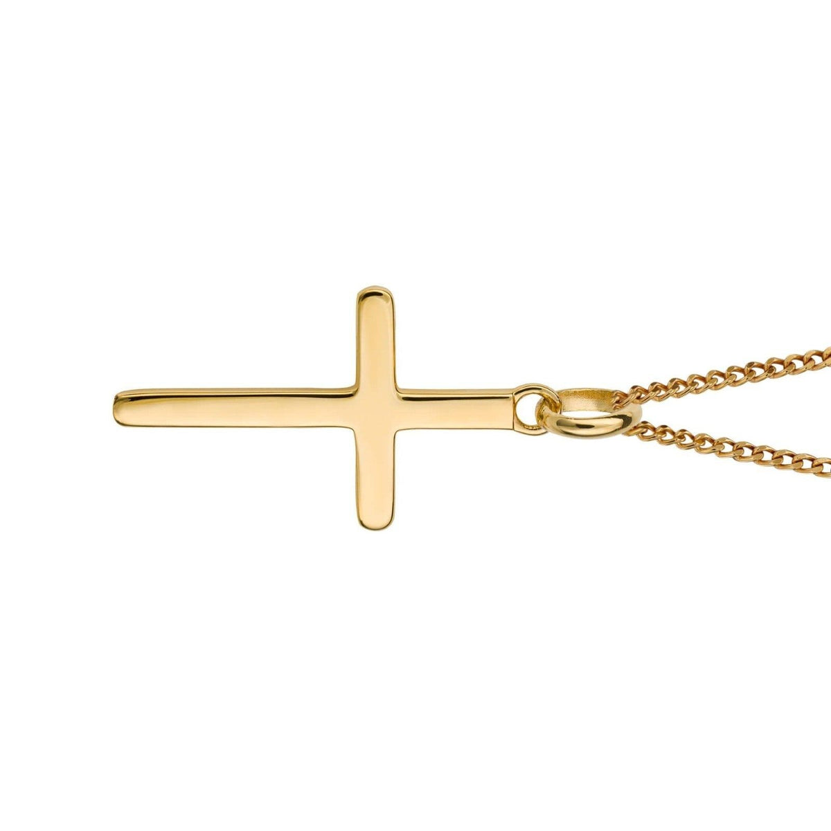 Plain Cross Pendant Yellow Gold Plated Hallmarked British Made All Chain Lengths