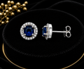 Sapphire Gemstone Earrings Solid Sterling Silver 925 Hallmark Brand New Boxed