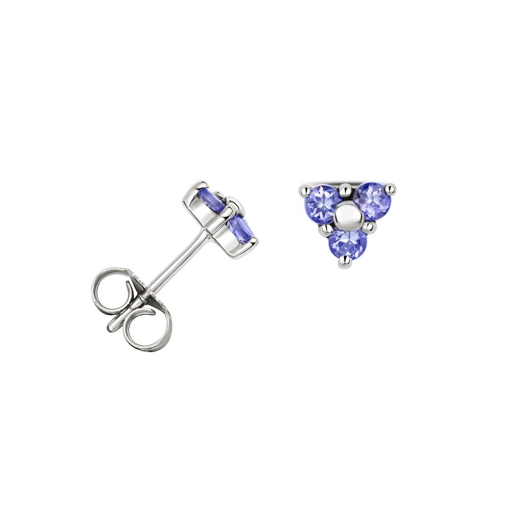 Yellow Gold 3 Stone Tanzanite Earrings 9ct 375 Hallmarked New Boxed British Made