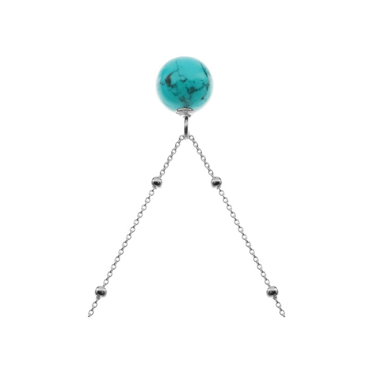 10mm Natural Turquoise Necklace Solid Sterling Silver 925 Hallmark British Made