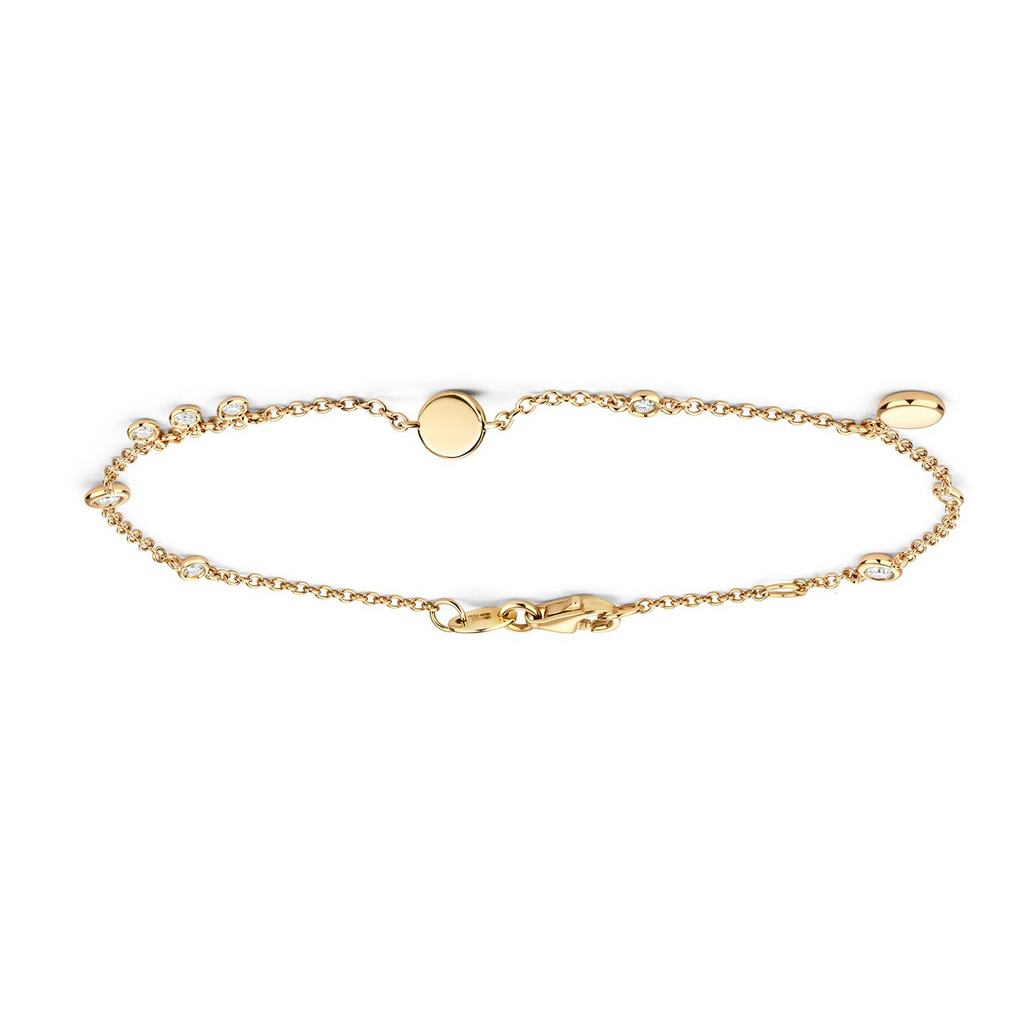 Flush 8 Natural Diamond 18ct Yellow Gold Bracelet 375 Hallmarked British Made