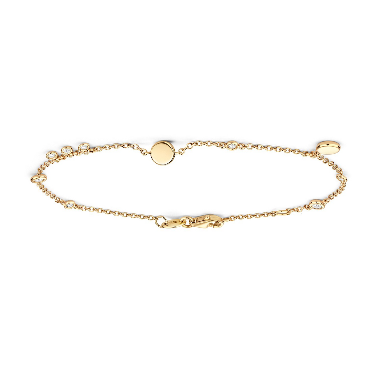 Flush 8 Natural Diamond 18ct Yellow Gold Bracelet 375 Hallmarked British Made