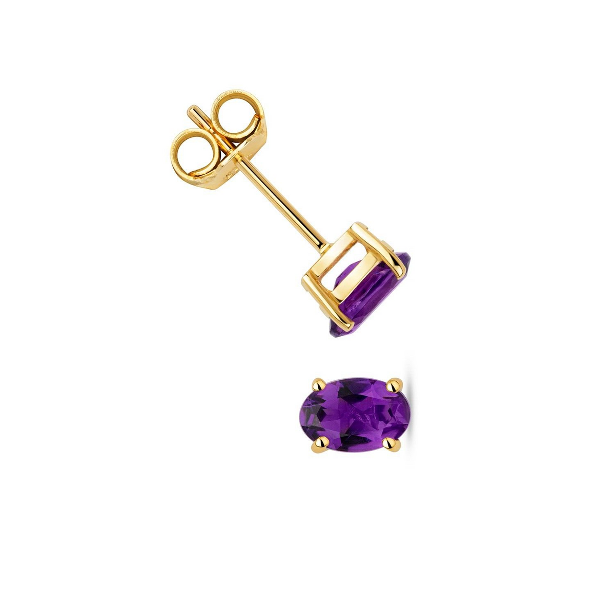 Oval Amethyst Earrings 9ct Yellow Gold 375 Hallmarked New Boxed British Made
