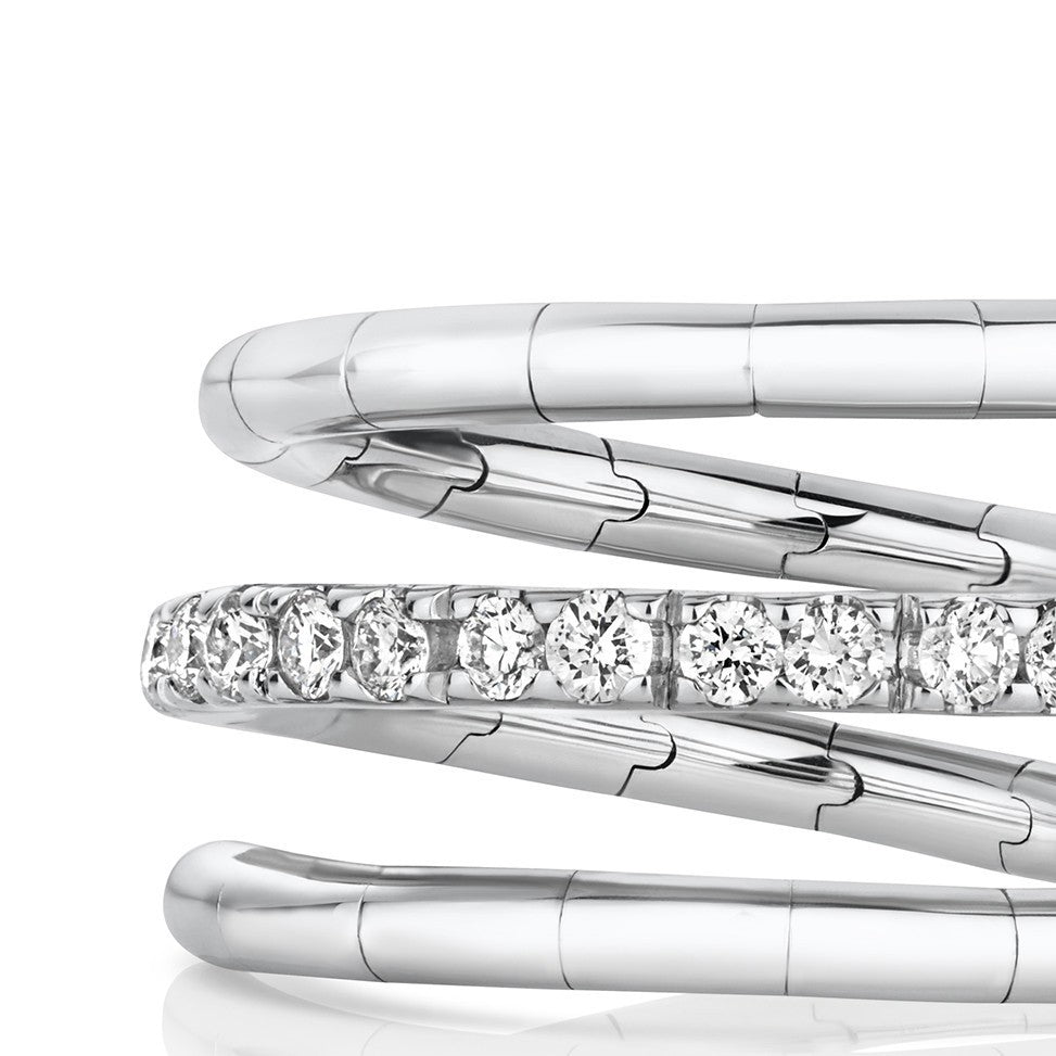 Natural Diamond Flexi Twist Ring 18ct White Gold Hallmarked Sizes J - Q