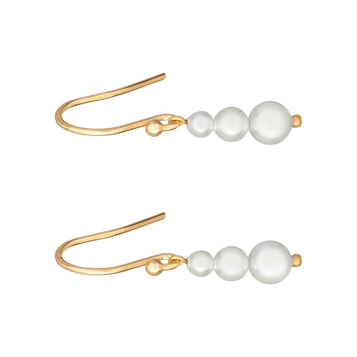 Trio Freshwater Pearl Drop Earrings 9ct Yellow Gold Plated Hallmarked Brand New