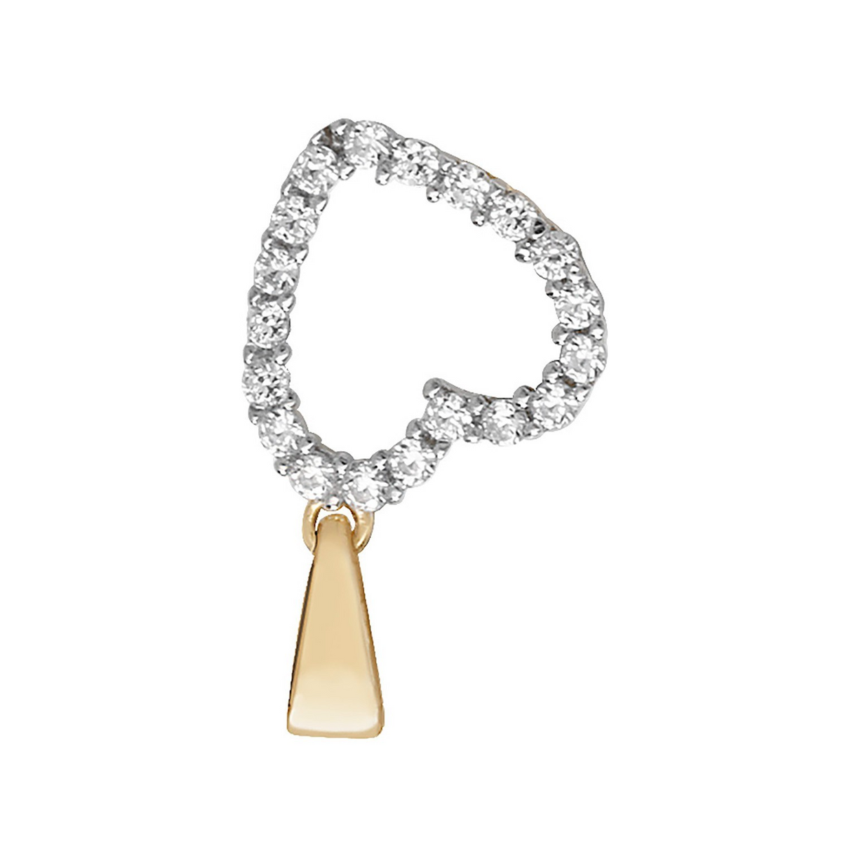 Pavé Heart 9ct Yellow Gold Pendant 375 Hallmark British Made All Chain Lengths