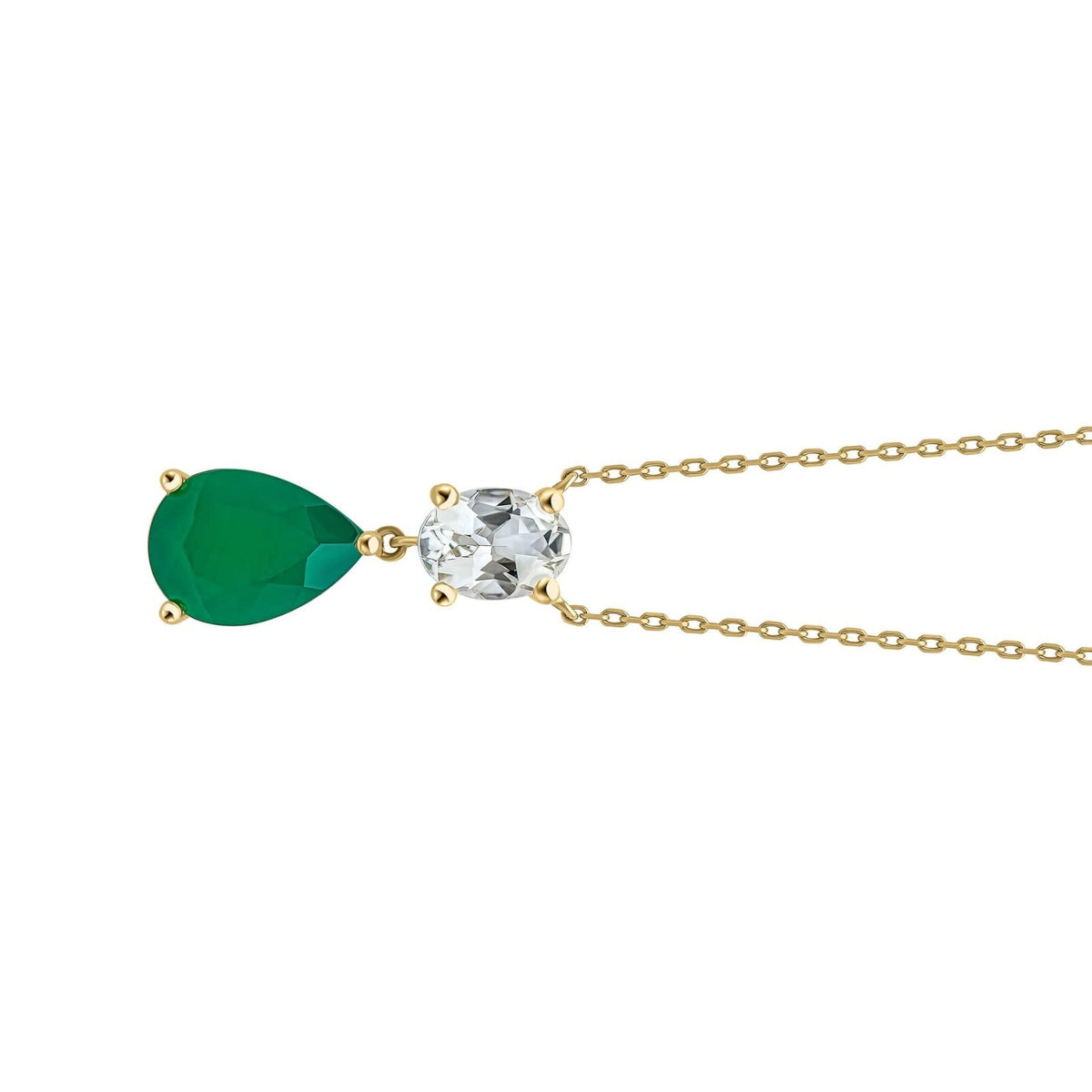 Drop Amethyst And Onyx Necklace 9ct Yellow Gold 375 Hallmark British Made 46cm