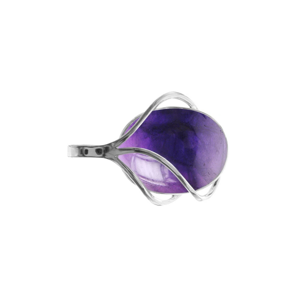 Oval Amethyst Overlay Pendant Sterling Silver 925 Hallmarked All Chain Lengths