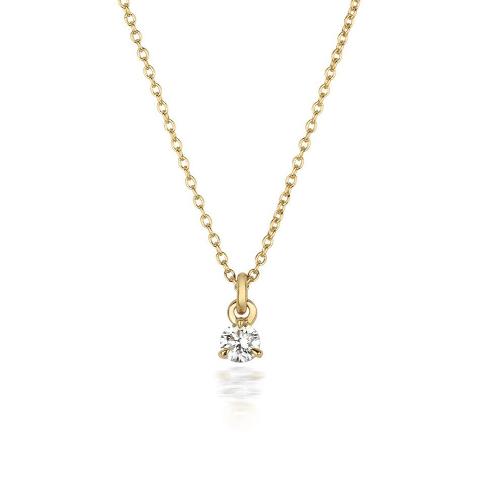 1 Natural Diamond Solitaire Necklace 18ct Yellow Gold Hallmarked British Made