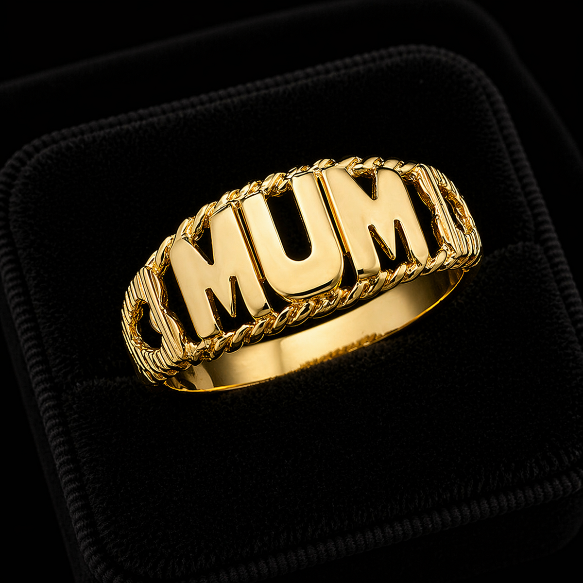 Mum Ring 9ct Yellow Gold Hallmarked Sizes M - S British Made Hallmarked