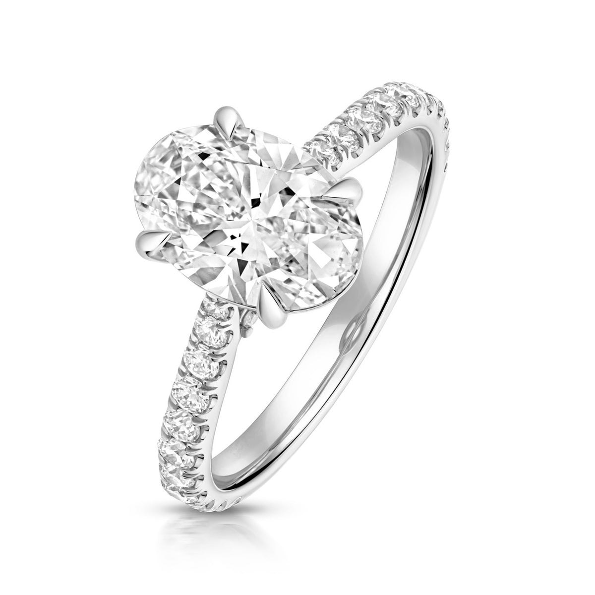 Oval Lab-Grown Diamond Engagement Ring 18ct White Gold Hallmarked Sizes J - Q
