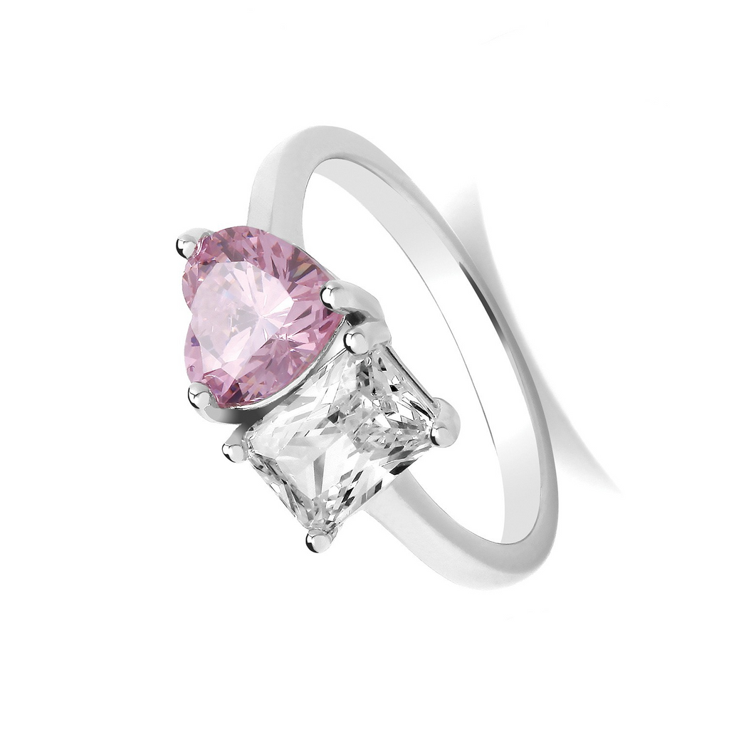Pink Topaz Heart Ring Sterling Silver 925 Hallmark Size British Made Sizes M - X