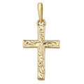 9ct Yellow Gold Patterned Cross Pendant 375 Hallmarked All Chain Lengths