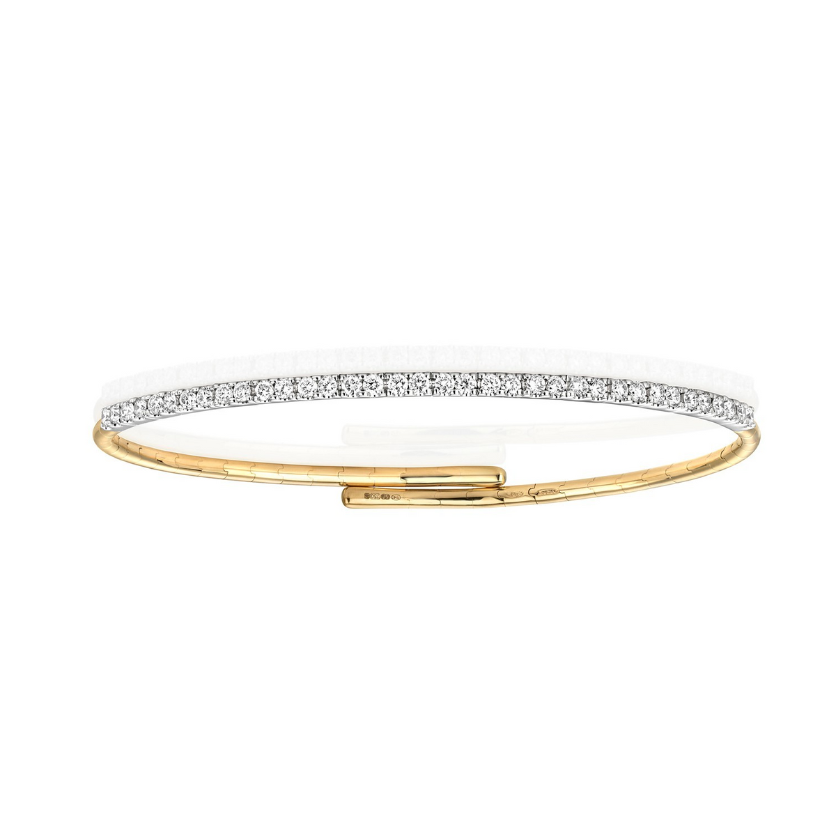 36 Natural Diamond 18ct Yellow Gold Flexible Bangle 375 Hallmarked British Made