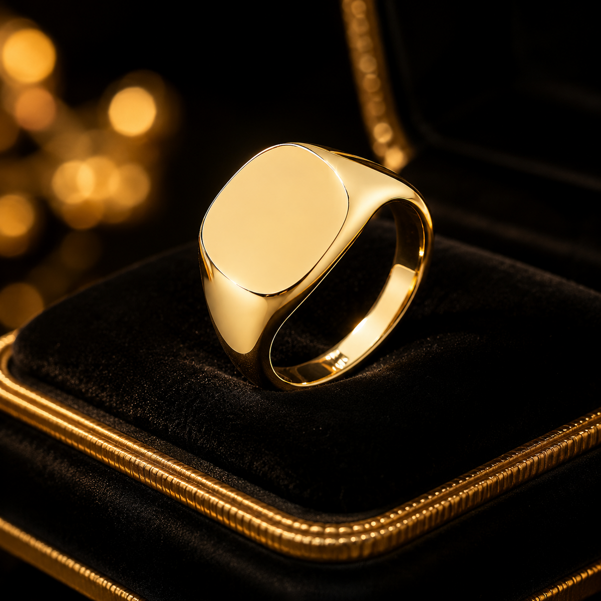 Cushion Mens 9ct Yellow Gold Signet Ring 375 Hallmarked British Made Size L - X