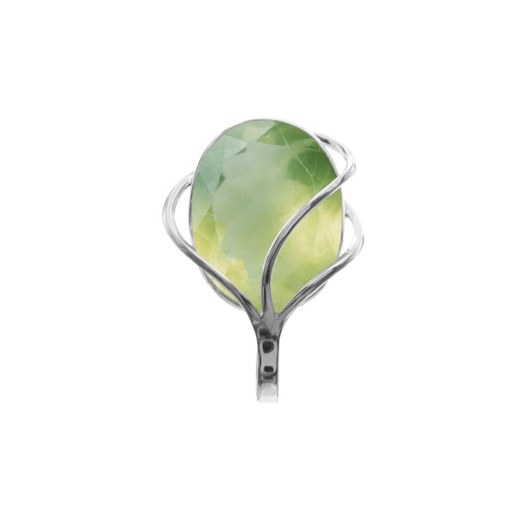 Oval Vine Prehnite Pendant Sterling Silver 925 Hallmarked All Chain Lengths
