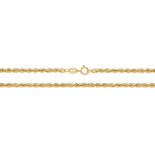 Yellow Gold Rope Chain British Made Fully Hallmarked 20" Weight 3.2g