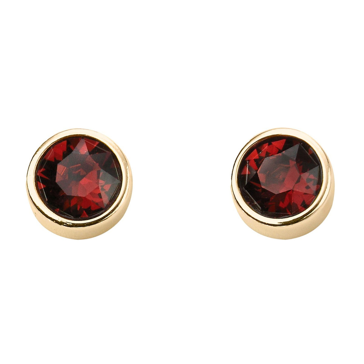 Engravable Solitaire Garnet Pendant and Earrings Set Yellow Gold Plated